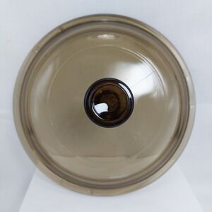 Vtg 6" PYREX‎ CORNING WARE VISIONS V-I-C  AMBER REPLACEMENT GLASS*LID ONLY* EUC